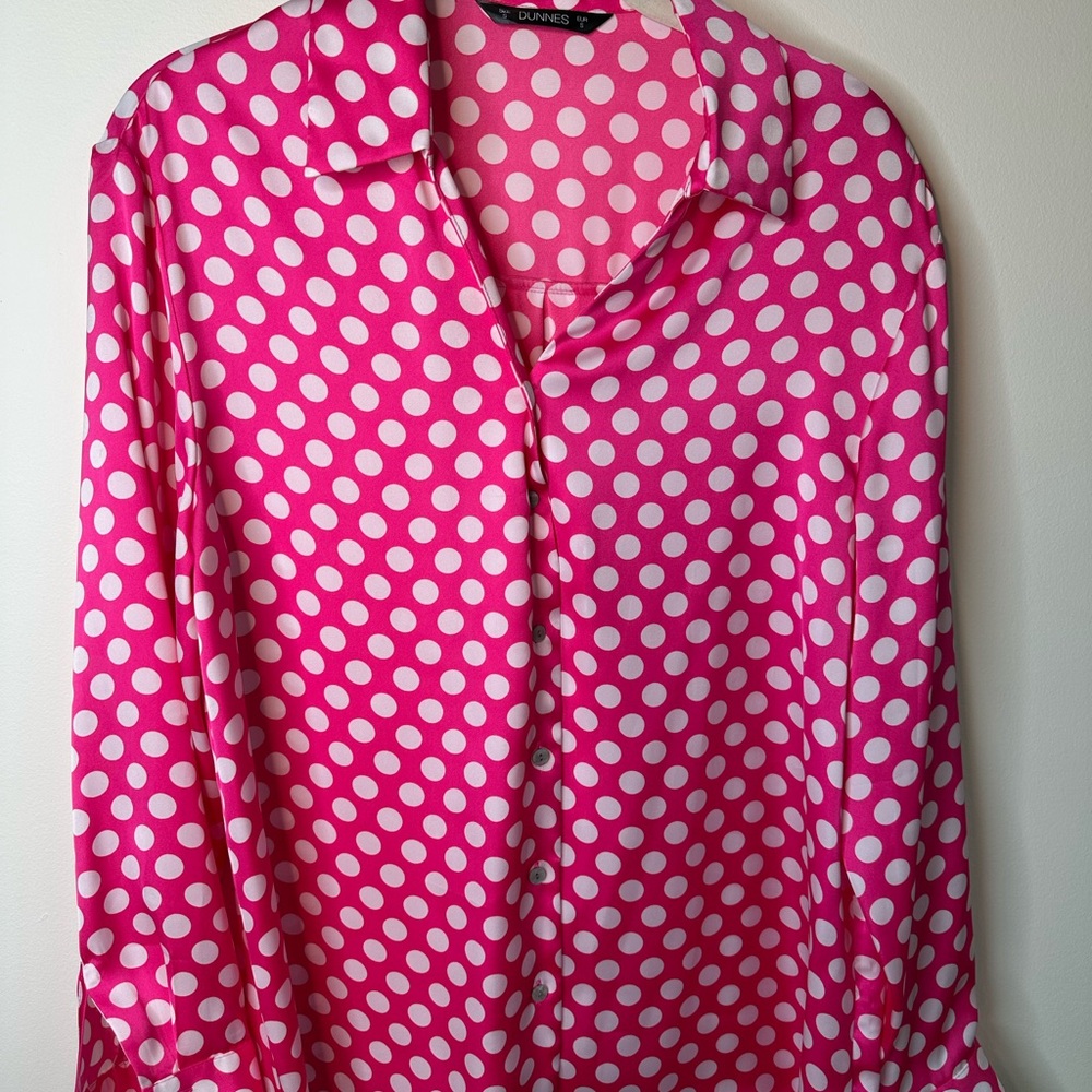 Chaus Pink Long Sleeve Notched Collar Blouse